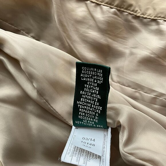 Ralph Lauren Diamond Quilted Barn Jacket Womens L Faux Leather Trim Birch Tan - Picture 15 of 16